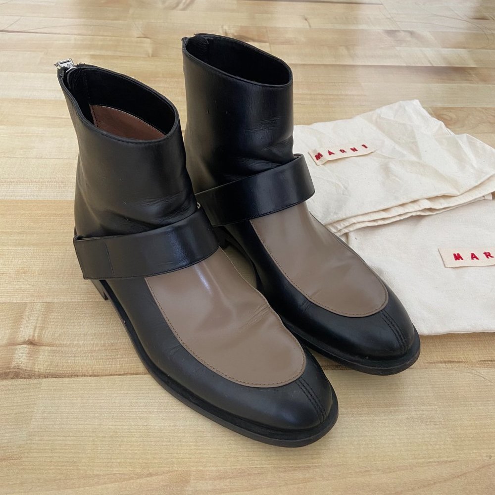 Marni Two-tone Leather Ankle Boots - Picture 2 of 5
